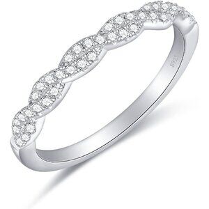 Women's E-0.3Carat-Twisted Eternity Ring Sterling Silver 18K White Gold Plated